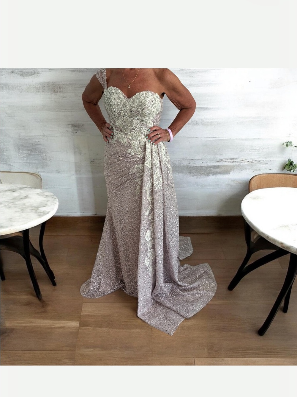 Catwalk Couture Lilac (lavender) Lace Embellished Evening Gown 6 - Picture 3 of 17